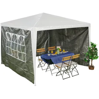 Relaxdays Seitenteile für Pavillon, 3er Set, Seitenwand 3x3m Pavillon, mit Fenster, Klettverschluss, Pavillonwand, grau