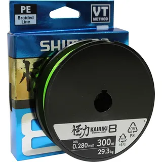 Shimano Kairiki 8, 300 Meter, Gelb, 0.215mm/20.8kg, 8fach Geflochtene Angelschnur, 59WPLA68R36