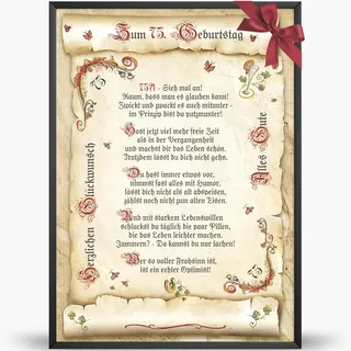 Die Staffelei Geburtstagskarte 75. Geburtstag Urkunde A4 / Witziges Gedicht auf hochwertigem Papier/besondere Geschenkidee zum Geburtstag