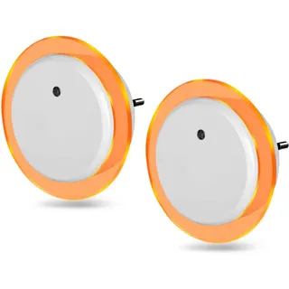 NORTHPOINT LED Nachtlicht Bernsteinweißes Licht (1500-1800K) 2er-Set Rund mit Dämmerungssensor und zusätzlichen USB-Anschlüssen
