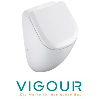 VIGOUR DERBY Urinal Zulauf verdeckt mit SoftClose Deckel & Befestigungssatz, spülrandlos weiß