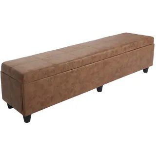 Mendler Aufbewahrungs-Truhe Sitzbank Bank Kriens XXL, Stoff/Textil, 180x45x45cm ~ Wildlederimitat