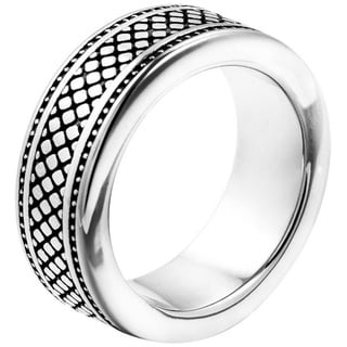 meditoys Fingerring Herren-Edelstahlring · schwarzem Muster · Breite: 9,0 mm · 63 schwarz|silberfarben 63 (20,1 mm Ø)