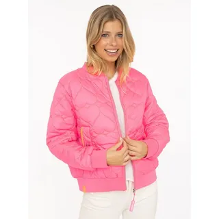 Zwillingsherz Bomberjacke "Be Happy", Damen, Gr. XXL, neon pink, Steppware, Obermaterial: 100% Polyester, regular fit kurz, angesetztes Bündchen, Jacken Bomberjacke, modisch, Kontrastdetails, regular fit, langärmelig, mit Herzsticker