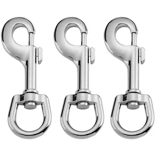 Stabile Karabinerhaken Edelstahl mit Drehgelenk, 3er Set - Robuster Wirbelkarabiner als Schlüsselanhänger, für Hundeleinen, Rucksäcke, Gürtel, Taschen & Outdoor-Ausrüstung (Zinklegierung)