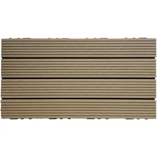 Prestige Home Terrassenfliese WPC Puerto Picolo 60X30Cm 6-Er Set, Beige, Holzwerkstoff, 30x2.4x60 cm, witterungsbeständig, Gartenzubehör, Terrassen- & Balkonböden, Terrassenfliesen