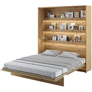 meblini Schrankbett Bed Concept - Wandbett mit Lattenrost - Klappbett mit Schrank - Wandklappbett - Murphy Bed - Bettschrank - BC-13-180x200cm Vertikal - Artisan, Holzwerkstoff, 7-Zonen, Rechteckig, 180x200 cm, Schlafzimmer, Betten, Klappbetten