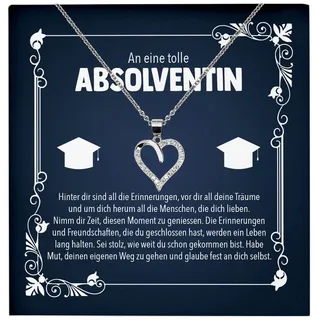 22Feels Schmuckset Studienabschluss Geschenk Studentin Frauen Universität Uni Halskette (inkl. Geschenktasche, Karte, Poliertuch, Beutel), Echt-Silber 925/000, Karte Made In Germany silberfarben