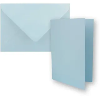 FarbenFroh by GUSTAV NEUSER 25x Faltkarten-Set DIN A7-10,5 x 7,4 cm - mit Umschlägen DIN C7 in Hellblau (Blau) - Kleine Doppelkarten blanko zum Selbstgestalten und Bedrucken