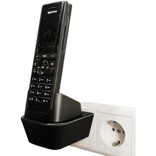 edaltec® Halterung für Fritz!Fon X6 AVM | Steckdosenhalterung ohne Bohren | DECT Telefon Wandhalterung & Zubehör | Platzsparender Telefonhalter mit Kabelmanagement | Zubehör für Fritz!Fon X6 | Schwarz