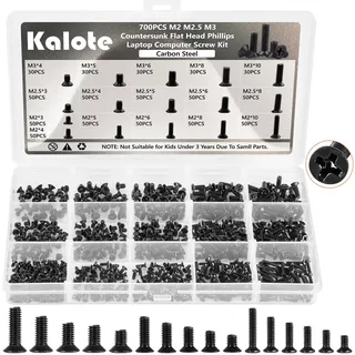 700 Stk Laptop Schrauben, PC Schrauben Set, Computer Schrauben Sortierten Set, M2 M2.5 M3 Phillips Rundkopfschrauben Schwarz Universal Computerschrauben für Reparatur Festplatte