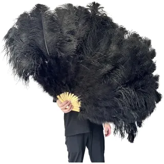 Handgehaltener Klappbarer FederfäCher 130CM/100CM Weißer großer Federfächer Flauschiger 13 Knochen Handheld for Karneval Tanz Bühnenauftritt & DIY Handwerk FüR Hochzeit Halloween Tanzen Show Tee Party