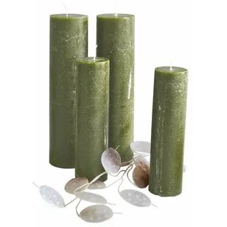 Mirabeau Stumpenkerze Kerze 4er Set Avinal grün (4er Set, 4er Set), none grün