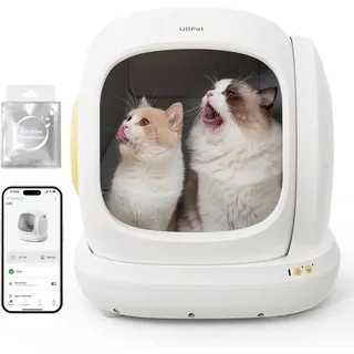 ubpet C20 Selbstreinigende Katzentoilette Katzenklo Selbstreinigend, Breite Öffnung/Großer Raum/Niedriger Einstieg/APP-Steuerung