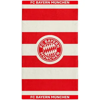FC Bayern München Handtuch 50x100 cm (Rot/Weiß) I Saugfähiges Duschtuch aus 100% Baumwolle mit gewebtem Vereinswappen I Offiziell lizenziert