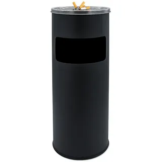 Spetebo Edelstahl Standaschenbecher schwarz für Außen - 60 x 25 cm - Metall Aschenbecher freistehend mit Mülleimer