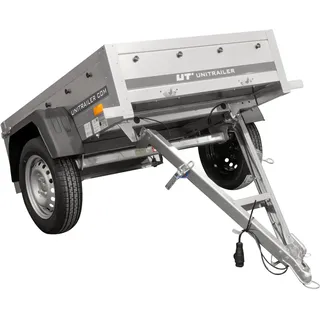 Unitrailer Anhänger Garden Trailer 150 Kipp, PKW Anhänger – Ladefläche 150X106 cm, Kleiner Auto Anhänger mit Abreißseil – Zulässiges Gesamtgewicht 300 kg - 750 kg