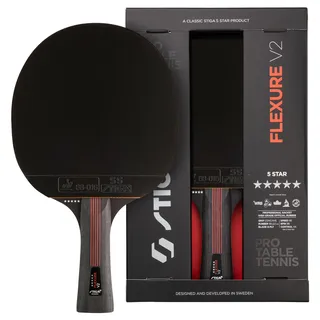 Stiga Flexure V2 Tischtennisschläger – 5 Sterne Tischtennisholz, ITTF-zugelassener STAR5-Belag, ergonomischer Griff – für Offensive Spieler, Schwarz