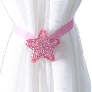 Molinter Vorhang Raffhalter Magnetisch Vorhangseil Clip Halter Sterne Holdbacks Gardinenklammern mit Starken Magnet für Heimtextilien 2 Stück (Rosa, S/26cm)