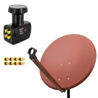 PremiumX 80cm Stahl ziegelrot + Quad LNB