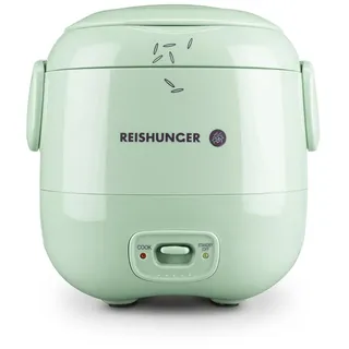 REISHUNGER Mini Reiskocher, salbeigrün | 0,3 L - 1-2 Portionen | hochwertige Keramikbeschichtung - Premium Topf | Handliche Größe für kleine Haushalte und unterwegs
