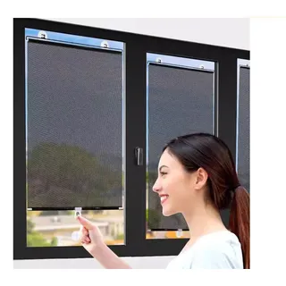 PVC Sonnenschutz Rollos mit Saugnäpfen, Verdunklungsrollo mit Saugnäpfen, Plissee Fenster Suction Cup Roller Window Shades für Dachfenster/Auto, Sonnenschutz, Hitzeschutz, Einstellbar (Color : Black