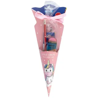 Schultüte 4-teilig gefüllt / Länge: 35cm / "Einhorn"