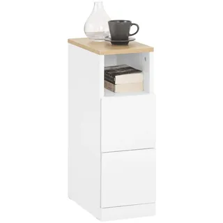 SoBuy Nachttisch schmal 20cm, Nachtschrank & Beistelltisch mit 2 Schubladen, Platzsparendes Möbelstück für Schlafzimmer & Nischen, Ideal für Mieter & Boxspringbett, Weiß, 20x35x60 cm, FBT149-WN