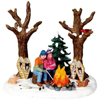 Aster Li Lemax - Staying Warm - Beleuchtetes Lagerfeuer - Batteriebetrieben & 4,5V Adapter - Weihnachtsdorf Zubehör