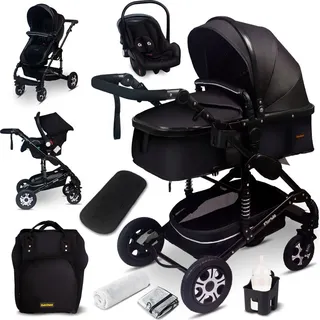 GagaDumi Florida Kinderwagen 3 in 1 Komplettset mit Autositz - Baby Stroller TÜV - Kombikinderwagen Komplettset Voll-Gummireifen - Wickeltasche