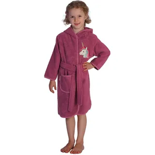 Wörner Kinderbademantel Einhorn, Baumwolle, Kapuze, mit Stickerei, mit Tasche, maschinenwaschbar rosa 98/104