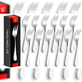 hgmd Kuchengabeln, 6 Stück, Dessertgabeln, Edelstahl, 14 cm, Poliert