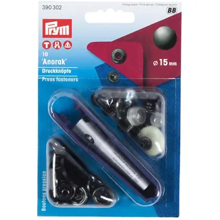 Prym nähfreie Druckknopfe Anorak Messing 15 mm brüniert