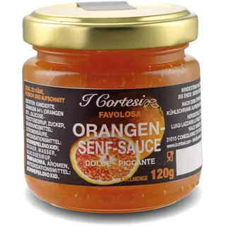 I CORTESI Orangensenfsauce – 120ml – Senfsoße mit Orangenaroma – fruchtig würzige Sauce
