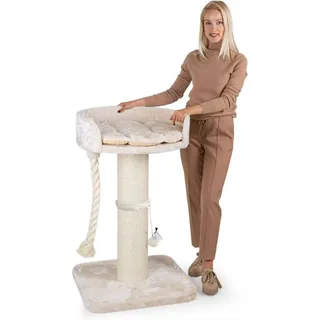 Happy Pet HAPPYPET Premium Kratzbaum Stabil für große Katzen Kletterbaum, 100 cm, Creme BASIC