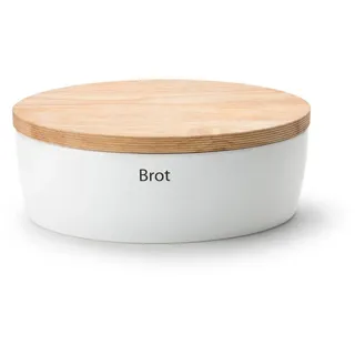 Continenta Brottopf mit Holzdeckel oval 36 cm weiß