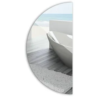 duschspa Dekospiegel Halbrund Wandspiegel Badspiegel Rund Spiegel Badezimmerspiegel, 5mm Faccettenspiegel 50 cm x 25 cm