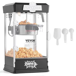 Vevor Popcornmaschine Maker Popcornautomat, Tisch-Popcorngerät 480W 4oz Schwarz,