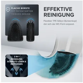 ovimar WC-Bürste Toilettenbürste Oppdal, Weiß mit Silikonborsten und Edelstahl-Bürstenhalter