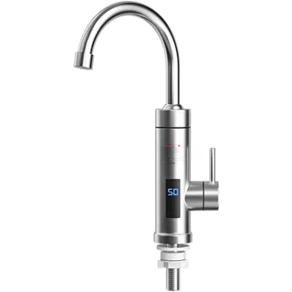 Durchlauferhitzer Wasserhahn, 3000W 220V Elektrischer Wasserhahn 360° Drehbarer LED Küche Armatur Heißwasserhahn Warmwasserhahn Mischbatterie Elektrische Edelstahl für Garten Bad Wohnwagen Camping