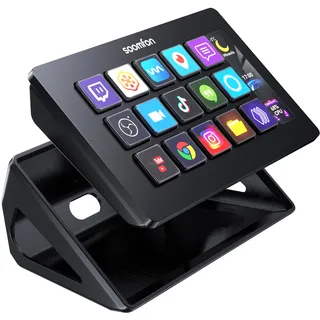 SOOMFON Stream Controller Deck mit 15 anpassbaren LCD Makrotasten, auslösen von Aktion in Apps & Software wie OBS, Twitch, Streamlabs, Discord, Mac & Windos, für Live-Streaming, Aktienhandel & Editing