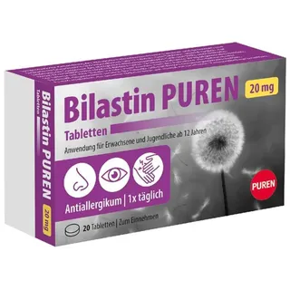 Bilastin PUREN 20 Allergietabletten - Antiallergikum zur Linderung von Allergie, langanhaltende Wirkung, einfache Einnahme