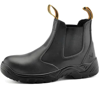 S3 Arbeitsstiefel Herren & Damen, M-8025 Sicherheitsschuhe Herren & Damen hoch ESD, wasserdichtes & atmungsaktives Leder, leichte & bequeme Einlegesohle, S1P Stahlzehen & Stahlplatte - 47 EU Weit