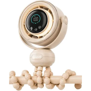 Spopal Kinderwagen Ventilator, Flexibler Stativlüfter Clip, 3 Nachtlicht