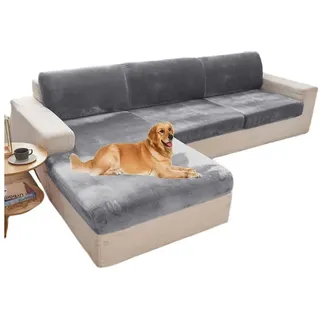 Lollanda Sofahusse Ecksofa Stretch Super Weich Weihnachten Sofa Überzug für 1/2/3 Sitzer grau 50 cm