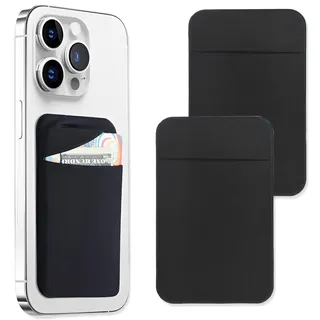 JEYORZY 2 pcs Handy-Kartenhalter, selbstklebend für die Rückseite des Handys Perfekt für Auswei und Kreditkarten jeglicher Art Einfach auf die Brieftasche aufkleben, Kompatibel mit Smartphone, Schwarz