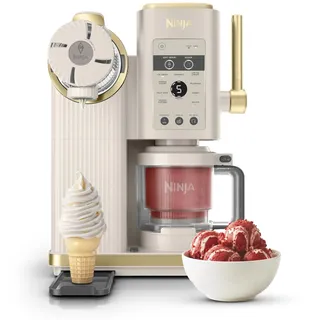 Ninja CREAMi Scoop & Swirl Eismaschine mit 2 Behältern, 13 Funktionen, für Eiscreme, Softeis, Gelato, Sorbet, Milchshakes und mehr, mit Mix-In-Funktion, Stone Gold NC701EUSTGD