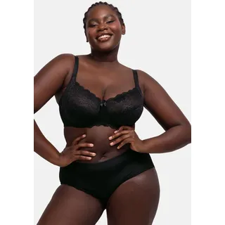 DORINA Bügel-BH Philippa mit Satinschleife, elastische Spitze, glänzende Träger schwarz 100