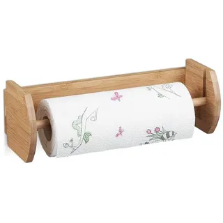 relaxdays Küchenrollenhalter Wand Küchenrollenhalter braun