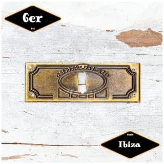 Antikas Möbelbeschlag Schlüsselplatte,Serie"Ibiza",6er Pack, Eisen in Messing